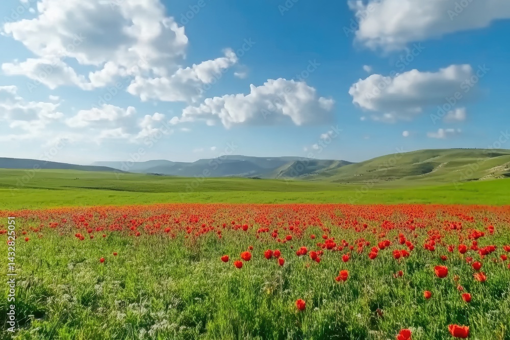 Poppy field landscape Poppy field landscape