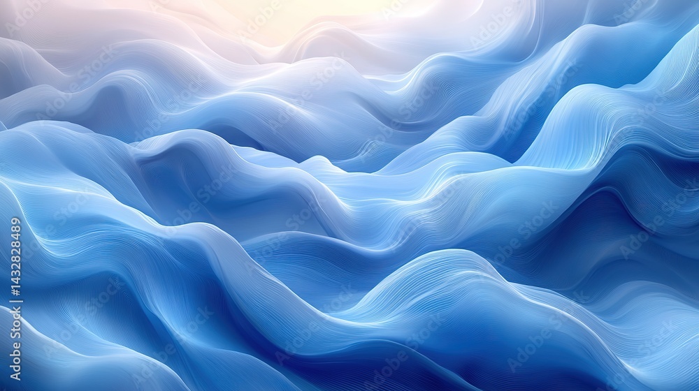 Obraz premium Serene Blue Waves Abstract Digital Art