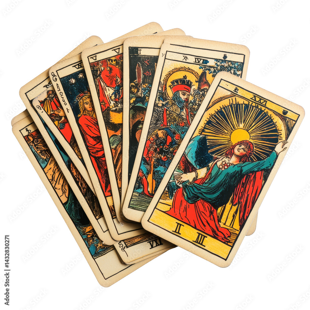 Major arcana tarot cards displayed in Lodz, Poland during an event in April showcasing mystical art, Lodz Poland April 15 2025 Major arcanas tarot cards, taro isolated on transparent background
