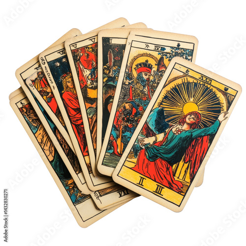 Obraz na płótnie Major arcana tarot cards displayed in Lodz, Poland during an event in April showcasing mystical art, Lodz Poland April 15 2025 Major arcanas tarot cards, taro isolated on transparent background w salonie