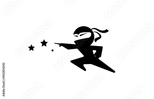 Ninja shuriken illustration logo design template