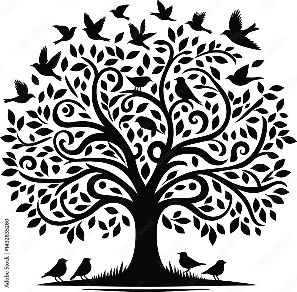 Obraz premium vector tree silhouette