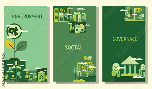 ESG concept icon for business and organization, Environment, Social, Governance and sustainability development concept. Sustainable corporation development, CO2 reduction and Carbon Net zero emission.
