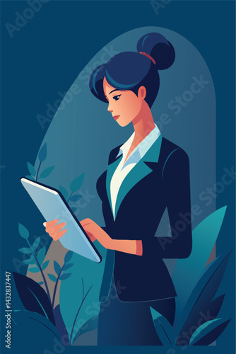 donna d'affari col suo tablet 04