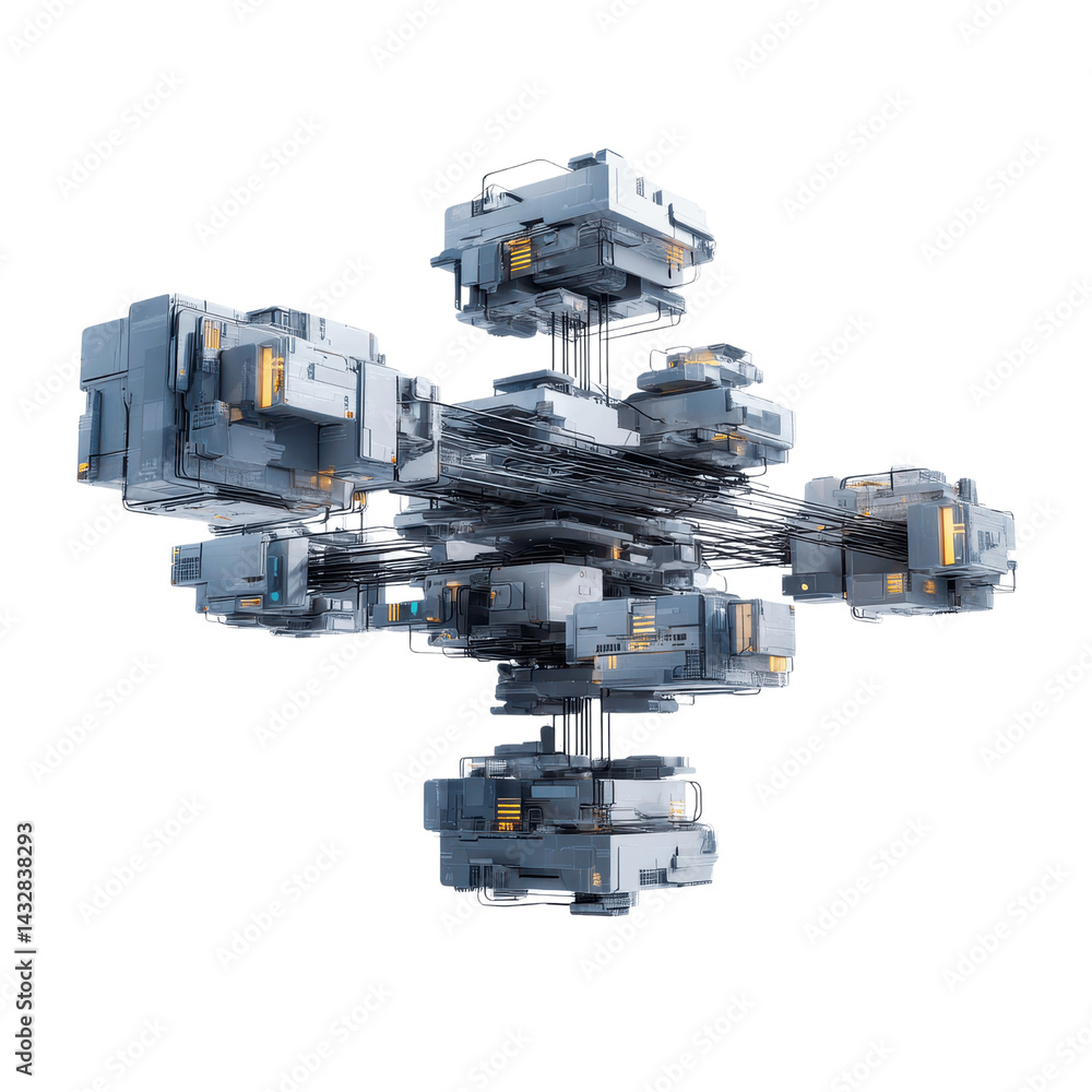 Futuristic Space Station - Complex Network of Interconnected Modules Futuristic Space Station - Complex Network of Interconnected Modules