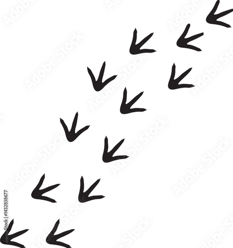 Simple chicken footprint in black on white background