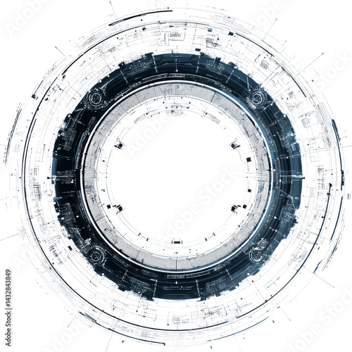 Abstract Circular Tech HUD Interface Design Element