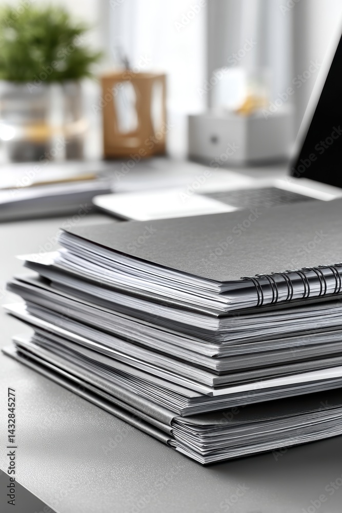 A pile of neatly organized documents and reports on a desk, corporate environment - station collar strategy A pile of neatly organized documents and reports on a desk, corporate environment - station collar strategy