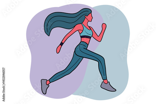 A hand-drawn illustration with a running woman. Good for any project.