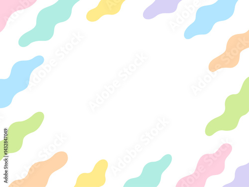 カラフルな右上がりの雲型の不定形のフレーム