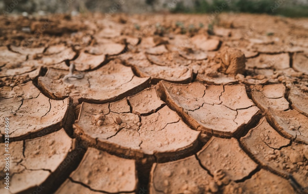 Fototapeta premium A close-up of dry and cracked soil