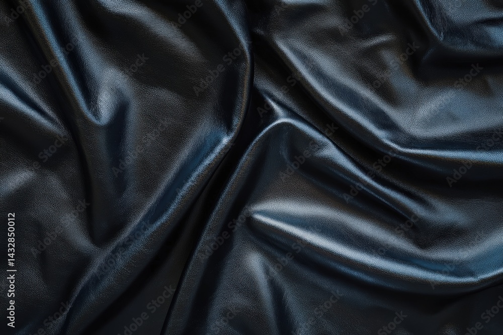 Fototapeta premium Close-up view of rich, dark fabric drapes in elegant folds.