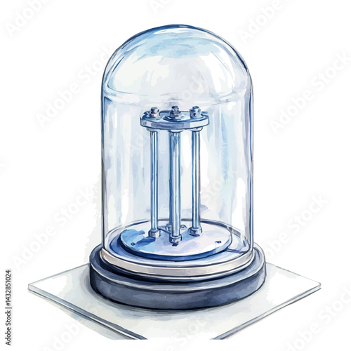 Carbon Nanotube Reactor Under Glass Dome, watercolor vector, isolated on a white background.
