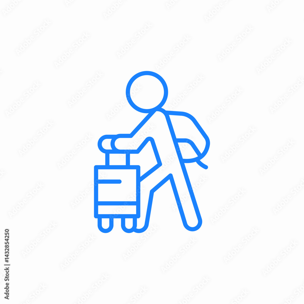 pulling suitcase icon sign vector pulling suitcase icon sign vector