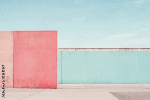 Wallpaper Mural A minimalist modern architecture scene with vibrant pastel colors. Torontodigital.ca