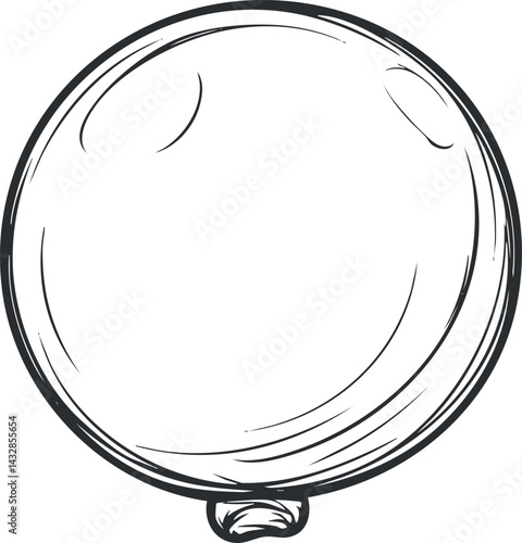 Black and white sketch of a round balloon with simple lines and slight shading