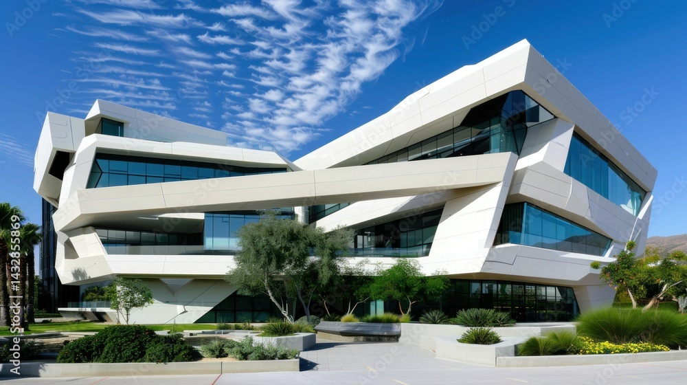 Fototapeta premium Contemporary building with creative geometric shapes