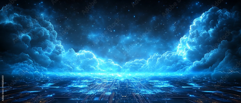 Neon Clouds Cityscape Night