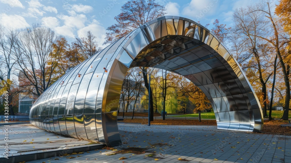 Fototapeta premium Curved metallic structure in modern design