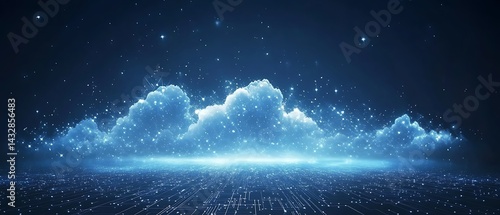 Obraz na płótnie Digital Cloudscape at Night w salonie