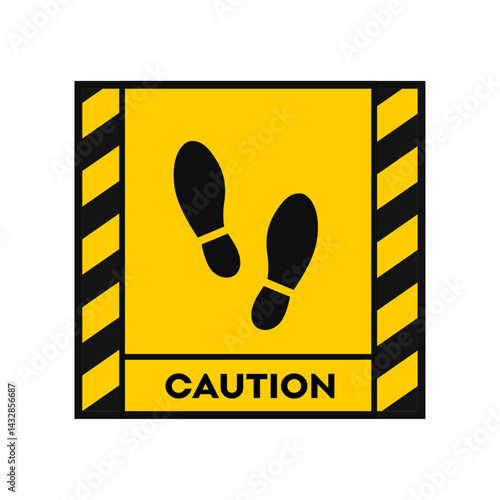 Foot position warning sign sticker template