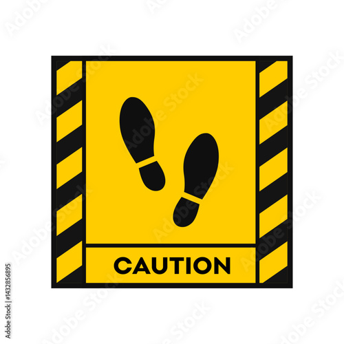 Foot position warning sign sticker template