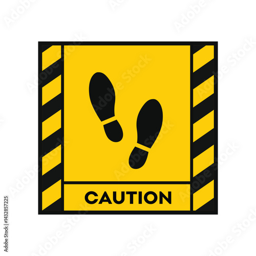 Foot position warning sign sticker template