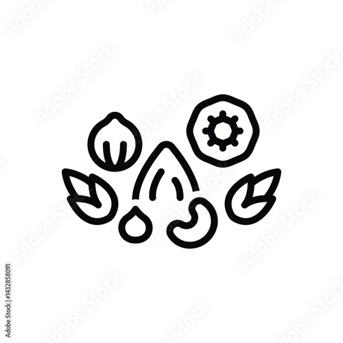 Black line icon for dry fruits