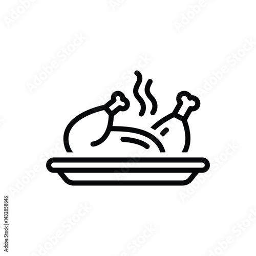 Black line icon for meat