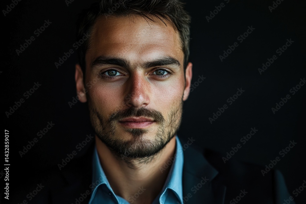 Fototapeta premium Black Background Men. Confident Lifestyle of Professional Entrepreneur