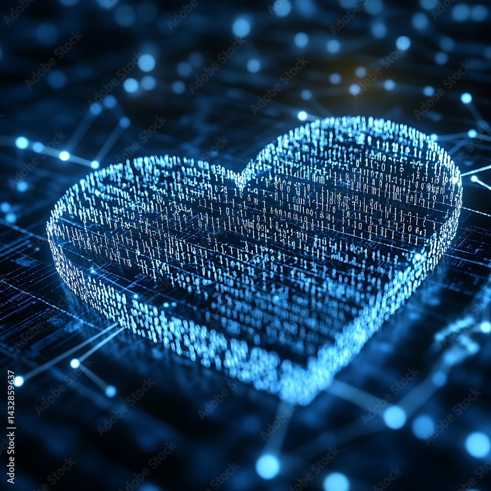 Digital Heart on Circuit Board