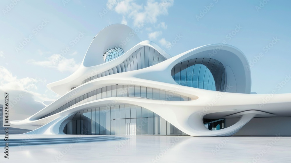 White minimalist architecture with futuristic design White minimalist architecture with futuristic design