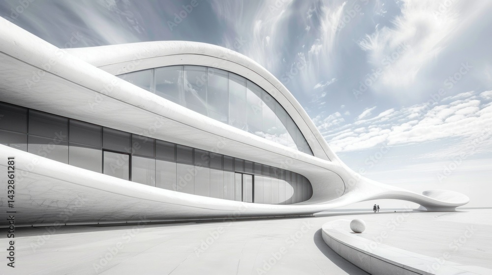 Fototapeta premium White minimalist architecture with futuristic design