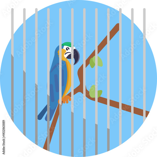 Colorful Parrot: A vibrant tropical bird with a striking combination of red, blue, and yellow feathers.