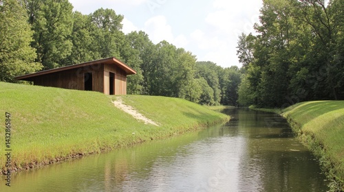 Wallpaper Mural Engineered site berm with grass cover preventing ponding around structure Torontodigital.ca