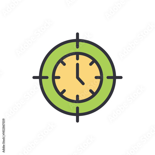 Target time colored icons, minimalist vector illustration ,simple transparent graphic element .Isolated on white background