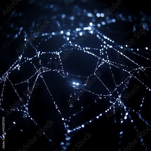 Obraz na płótnie Abstract spiderweb, digital art, dark background w salonie
