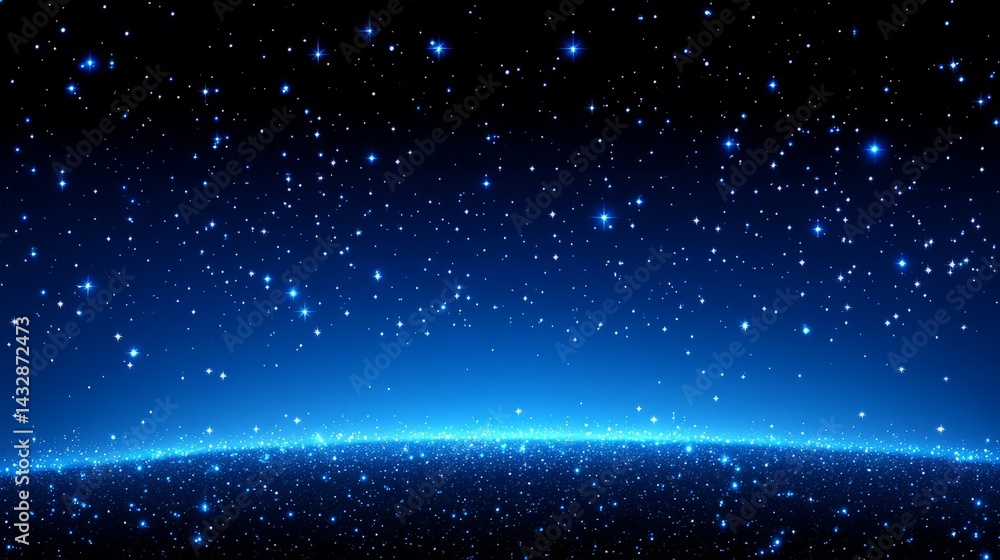 Obraz premium Cosmic Symphony: A mesmerizing panorama of the night sky, ablaze with countless twinkling stars, evokes a sense of awe and wonder at the vastness of the cosmos.