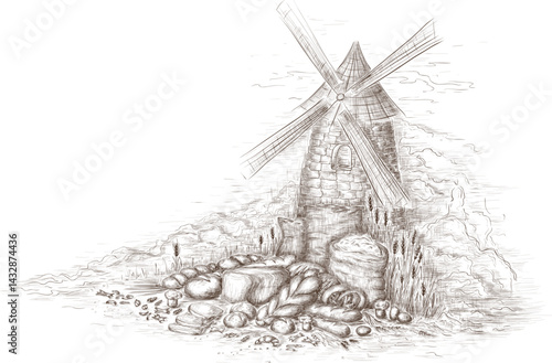 mill & bread still life 