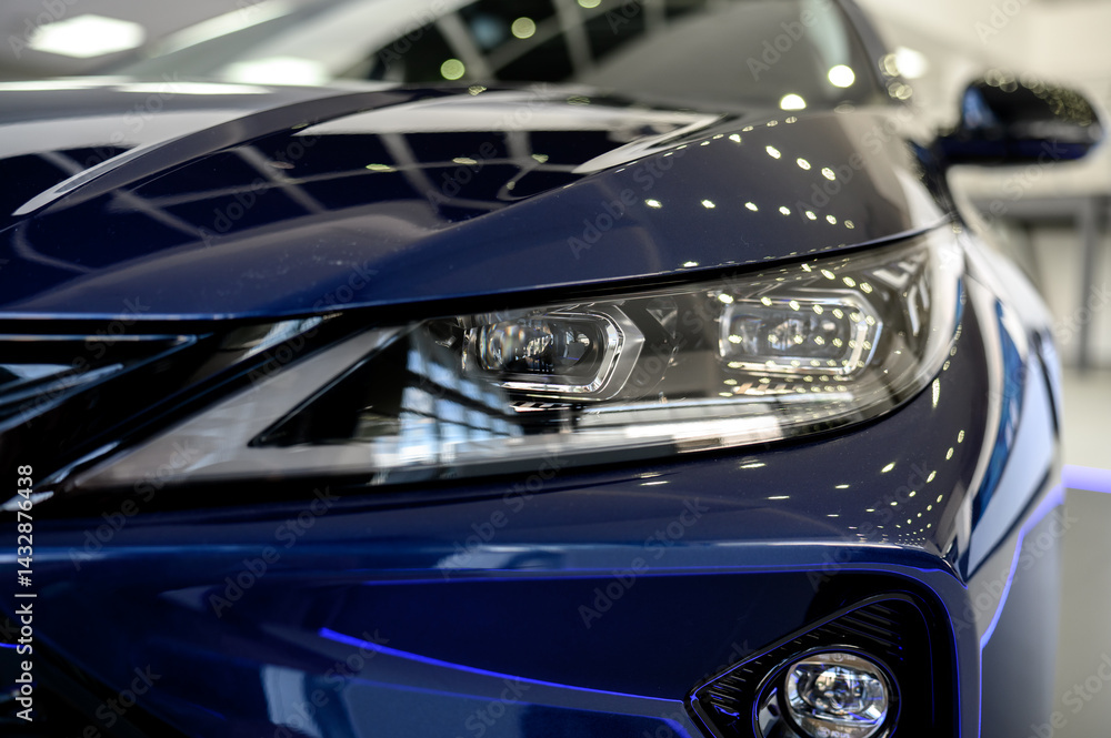 Close up of the headlight of a new modern car Close up of the headlight of a new modern car