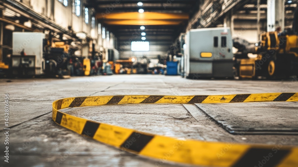 Yellow caution tape blocking off machinery maintenance area