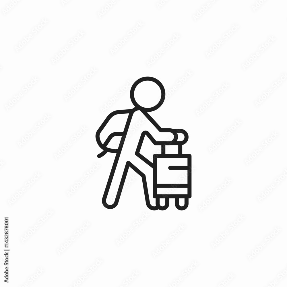 person traveling with bag icon sign vector person traveling with bag icon sign vector
