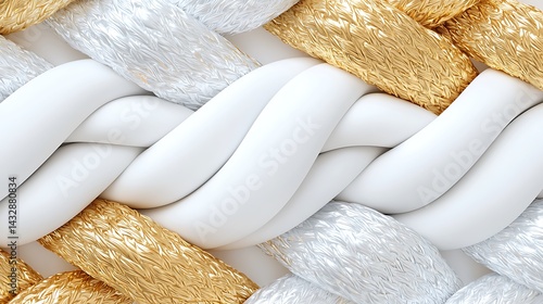 Abstract Geometric Seamless Pattern with Gold and Silver Twists