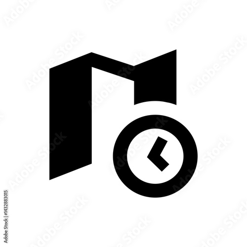 A black folder icon with a clock icon showing a left arrow indicating time and file management process