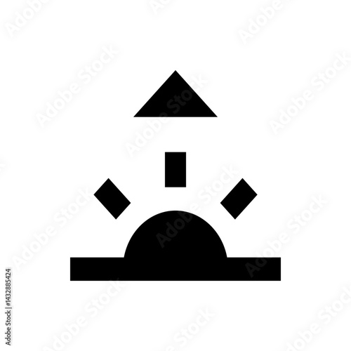 Abstract geometric design featuring a semicircle, triangle, rectangle, and horizontal line element present
