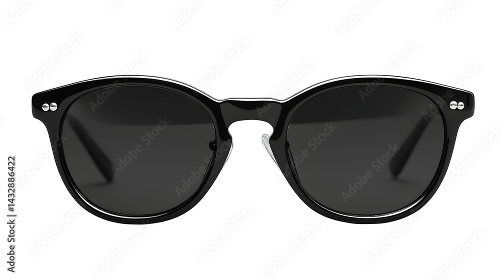 Classic black sunglasses front view isolated on white background Classic black sunglasses front view isolated on white background