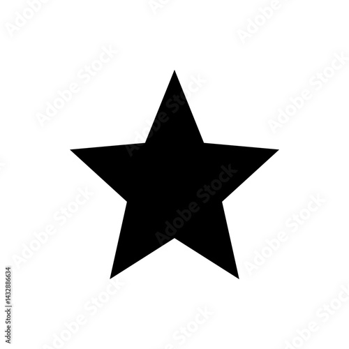 A simple graphic depicting a five pointed star shape filled with black color on a white background plain design