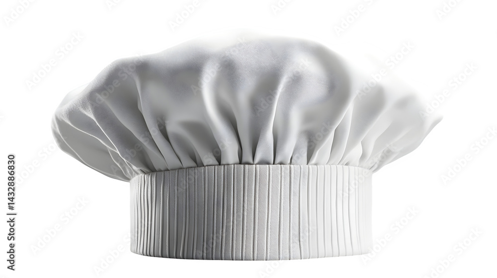 Classic chef's hat with pleated design, isolated on white background Classic chef's hat with pleated design, isolated on white background