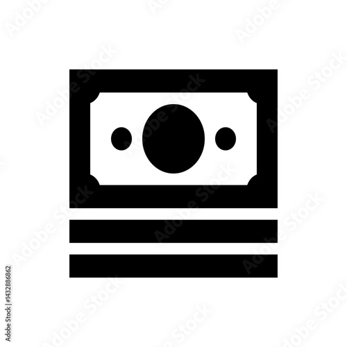Illustration of a paper bill with rounded corners and two horizontal lines representing money stack