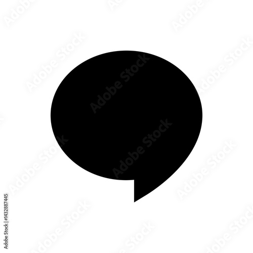 Illustration of a solid black speech bubble with rounded edges on a white background in a simple style
